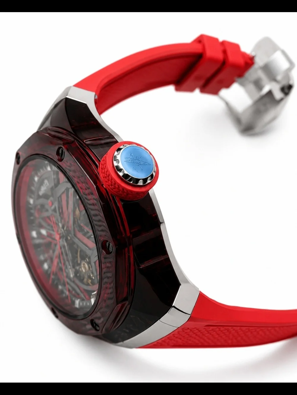 Invicta 69542 Celestial Orbitha Skeleton Dial Red Silicone Men's Watch NEW